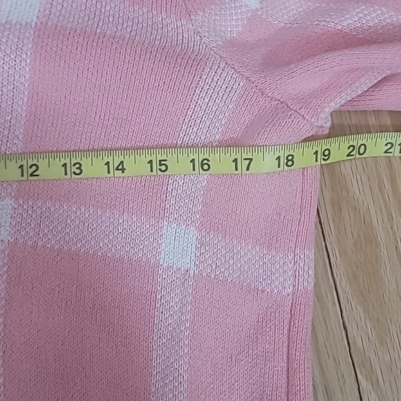 Pink and white mock neck sweater ribbed flare sleeves no tags see measurements - Picture 11 of 14